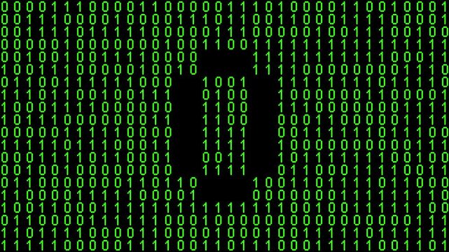 Single alphabet letter on binary code background with matrix effect