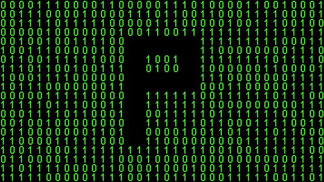 Single alphabet letter on binary code background with matrix effect
