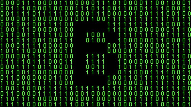 Single alphabet letter on binary code background with matrix effect