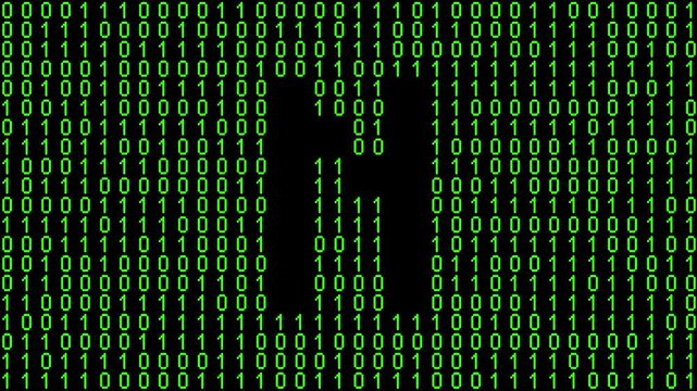 Single alphabet letter on binary code background with matrix effect