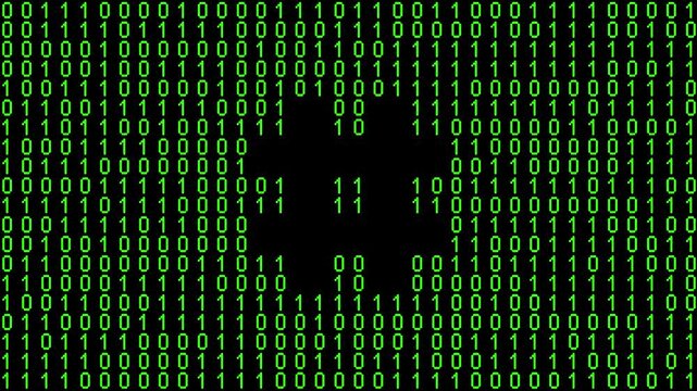 Single alphabet letter on binary code background with matrix effect