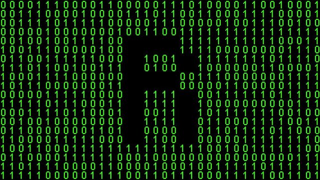 Single alphabet letter on binary code background with matrix effect