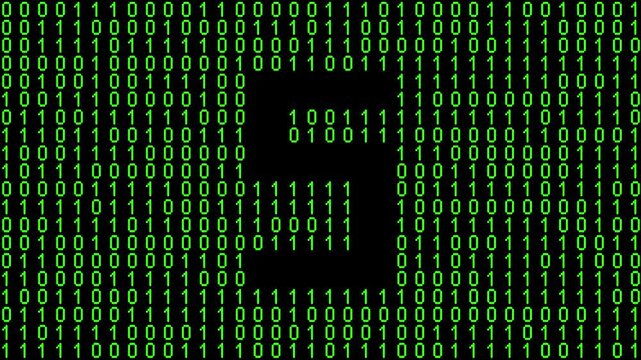 Single alphabet letter on binary code background with matrix effect