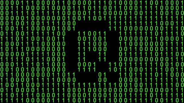 Single alphabet letter on binary code background with matrix effect