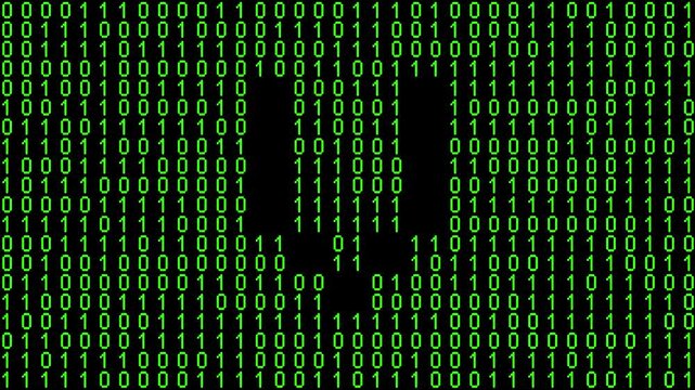 Single alphabet letter on binary code background with matrix effect
