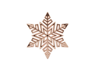Fototapeta premium Elegant rose gold snowflake design, perfect for luxury Christmas decorations, winter holiday projects, greeting cards, festive banners, and sophisticated seasonal backgrounds.