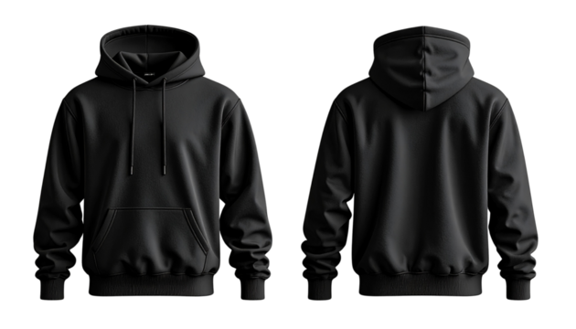Classic Black Sweatshirt Hoodie Mockup — Dual View Presentation png (2)
