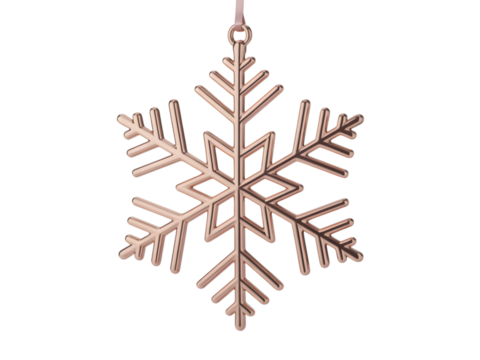 Elegant rose gold snowflake ornament, ideal for luxurious Christmas and winter holiday designs. Perfect for festive banners, cards, and digital projects, adding sophisticated seasonal magic. - Powered by Adobe