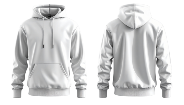 Classic White Sweatshirt Hoodie — Front and Back Presentation ong