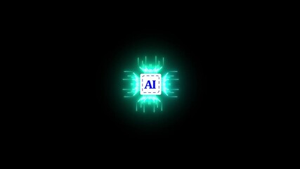 Glowing neon AI text with a futuristic and digital aesthetic, neon ai agent- businessman working with virtual reality at office. artificial intelligence, data science, and innovation 4k video. - Powered by Adobe