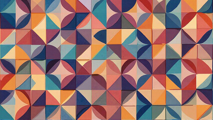 Colorful Geometric Triangle Pattern &ndash; Modern Mosaic Texture Illustration for Stylish Wallpaper, Backdrop & Fashion Design