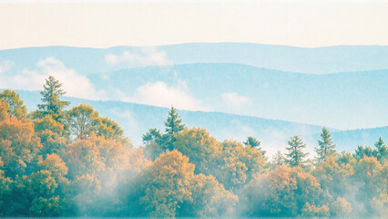 Winter Mountain Landscape &ndash; Snowy Forest, Cold Fog, Frosty Peaks, Sunset Light & Icy Nature Scenery in a Serene Winter View