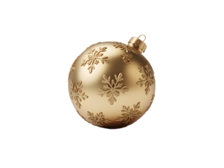 Elegant golden Christmas ornament with intricate snowflake patterns on a black background. Perfect for holiday greetings, festive designs, winter season celebrations, and luxurious xmas projects.
