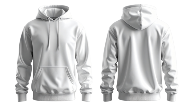 White Pullover Hoodie Mockup — Front and Back View png