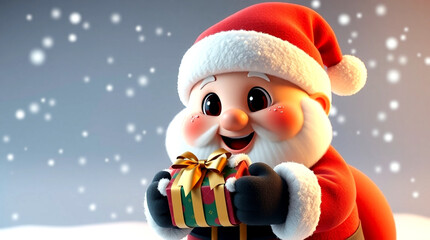 santa claus with gift in snowman