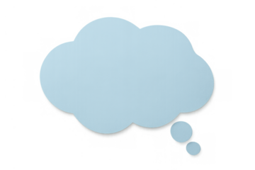 Light blue thought bubble with transparent background concept, representing ideas, communication, and thinking process