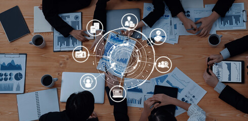 Job search icons show recruitment, HR management, and employee career growth. Job search helps...