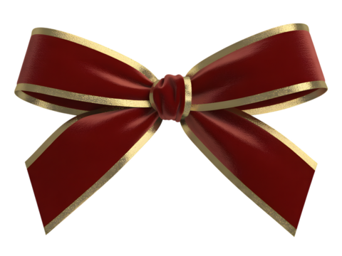Elegant red and gold Christmas gift bow on black background. Perfect festive decoration for holiday banners, cards, presents, and seasonal promotions. High-quality render.