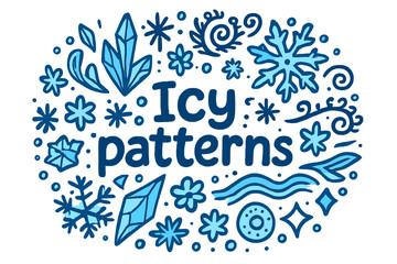 Obraz premium Icy Doodle Wonderland. Icy patterns. Hand-drawn doodle illustration of Icy patterns. crystalline shards, frost