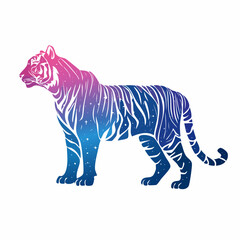 Fototapeta premium Cosmic Gradient Tiger Silhouette with Neon Galaxy Texture