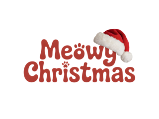 Celebrate the festive season with this adorable 'Meowy Christmas' design featuring a cute Santa hat and paw print, perfect for pet lovers and holiday greetings. Ideal for cards, apparel, or digital