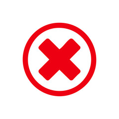 Fototapeta premium Cross Mark Icon – Red X Symbol Inside Circle for Error, Wrong Selection, Cancel, Rejected Action and Minimal Modern UI Alert Design