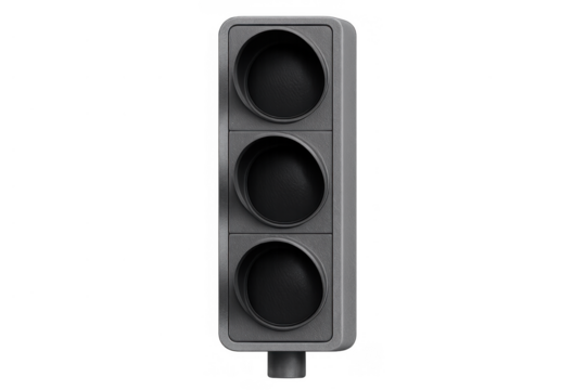 Traffic light with all signals off, showing transportation safety and control concept in 3d render
