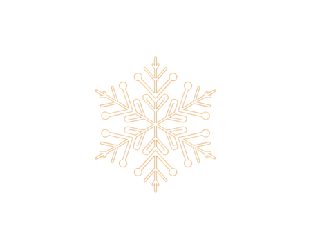 Elegant golden outline snowflake on black. Perfect for Christmas, New Year, winter holiday designs, banners, and greeting cards. Festive, magical, and sparkling winter symbol for celebration projec