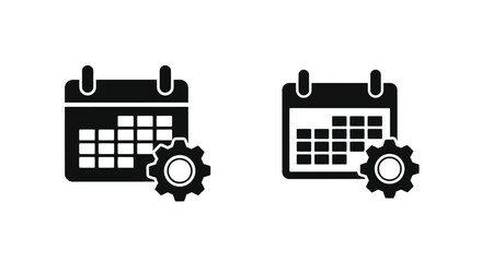 Calendar and gear icons representing scheduling automation and time management