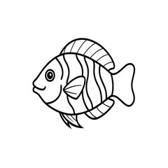 Simple outline drawing of a striped tropical fish