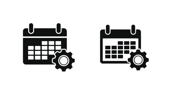 Calendar and gear icons representing scheduling automation and time management - Powered by Adobe