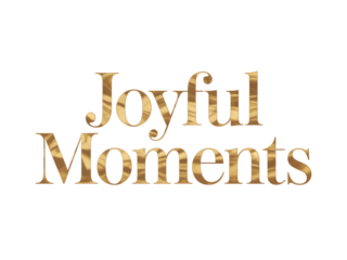 "Joyful Moments" elegant golden text on black background. Perfect for celebrating happiness, festive occasions, special events, anniversaries, and luxury greetings. Holiday cheer and golden typogra