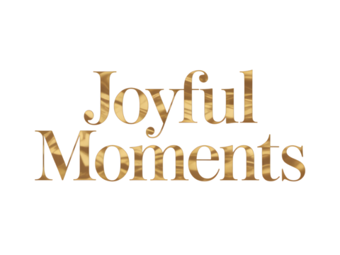 "Joyful Moments" elegant golden text on black background. Perfect for celebrating happiness, festive occasions, special events, anniversaries, and luxury greetings. Holiday cheer and golden typogra