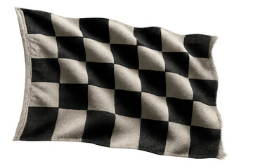 Naklejka premium Checkered flag waving, symbolizing successful finish, competition victory, and racing achievement on transparent background