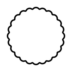 Geometric decorative frames or stickers in the shape of a circle with a wavy or zigzag edge, outline border graphic design