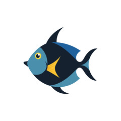 Stylized blue and black tropical fish illustration
