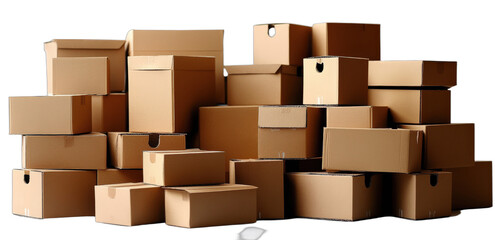 A large pile of various cardboard boxes for storage and shipping
