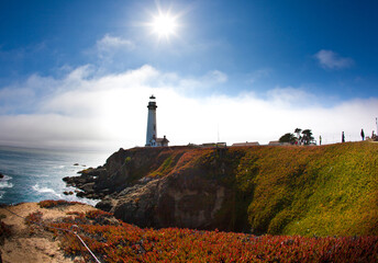 Calm Coastal Lighthouse Ocean Cliffs Travel Nature Themes