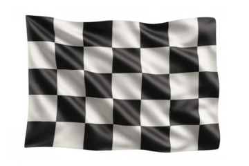 Checkered flag waving, symbolizing successful racing competition, motorsport victory, speed, and winning the grand prix