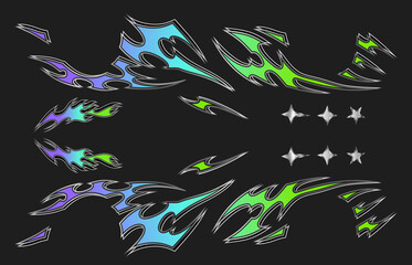 Green and blue tribal livery design for Japan market racing cars © Neocozmo Graphic