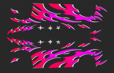 Red and purple tribal racing drift livery element design 