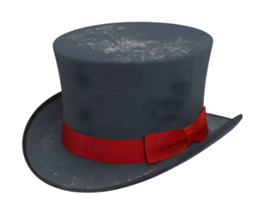 Elegant grey top hat with a vibrant red ribbon and shimmering festive glitter on a black background, perfect for Christmas, New Year, and holiday celebrations. Ideal for banners, invitations, and m