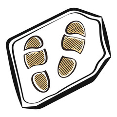 Footprints in the snow on a white background symbolizing winter  