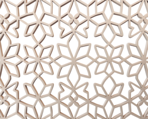 Elegant geometric pattern with intricate white snowflake-like shapes on a black background. Seamless ornamental design for modern decorative textures, abstract backdrops, and creative projects.