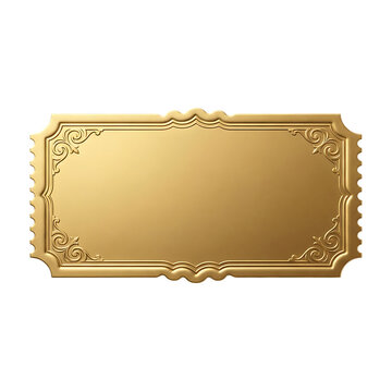 Luxury golden ticket isolated on transparent background