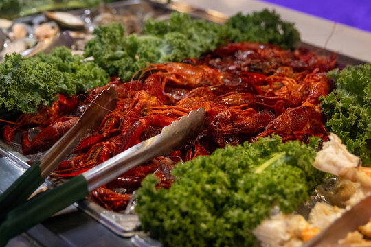 Crawfish at a Seafood buffet