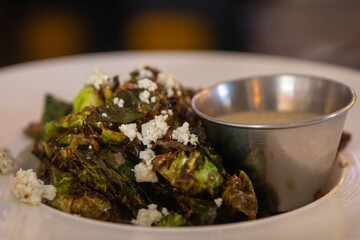 Brusselsprouts with blue cheese crumbles