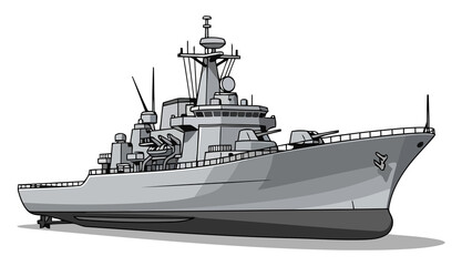 Fototapeta premium Modern Navy Destroyer Illustration A Powerful Warship Ready for Naval Operations and Maritime Defense, Ensuring Global Security