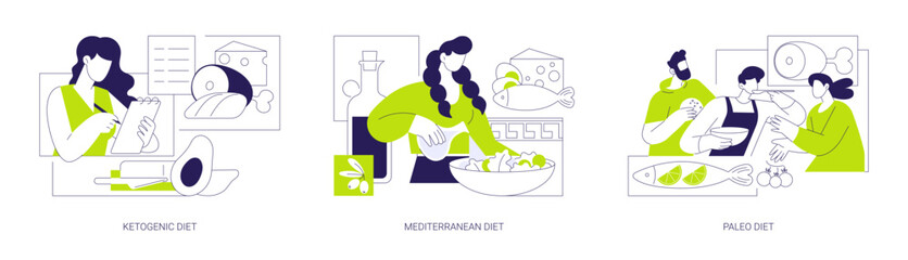 Obraz premium Nutrition and dieting isolated cartoon vector illustrations se