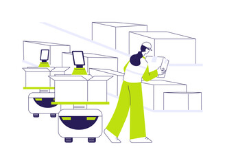 Picking robots abstract concept vector illustration.